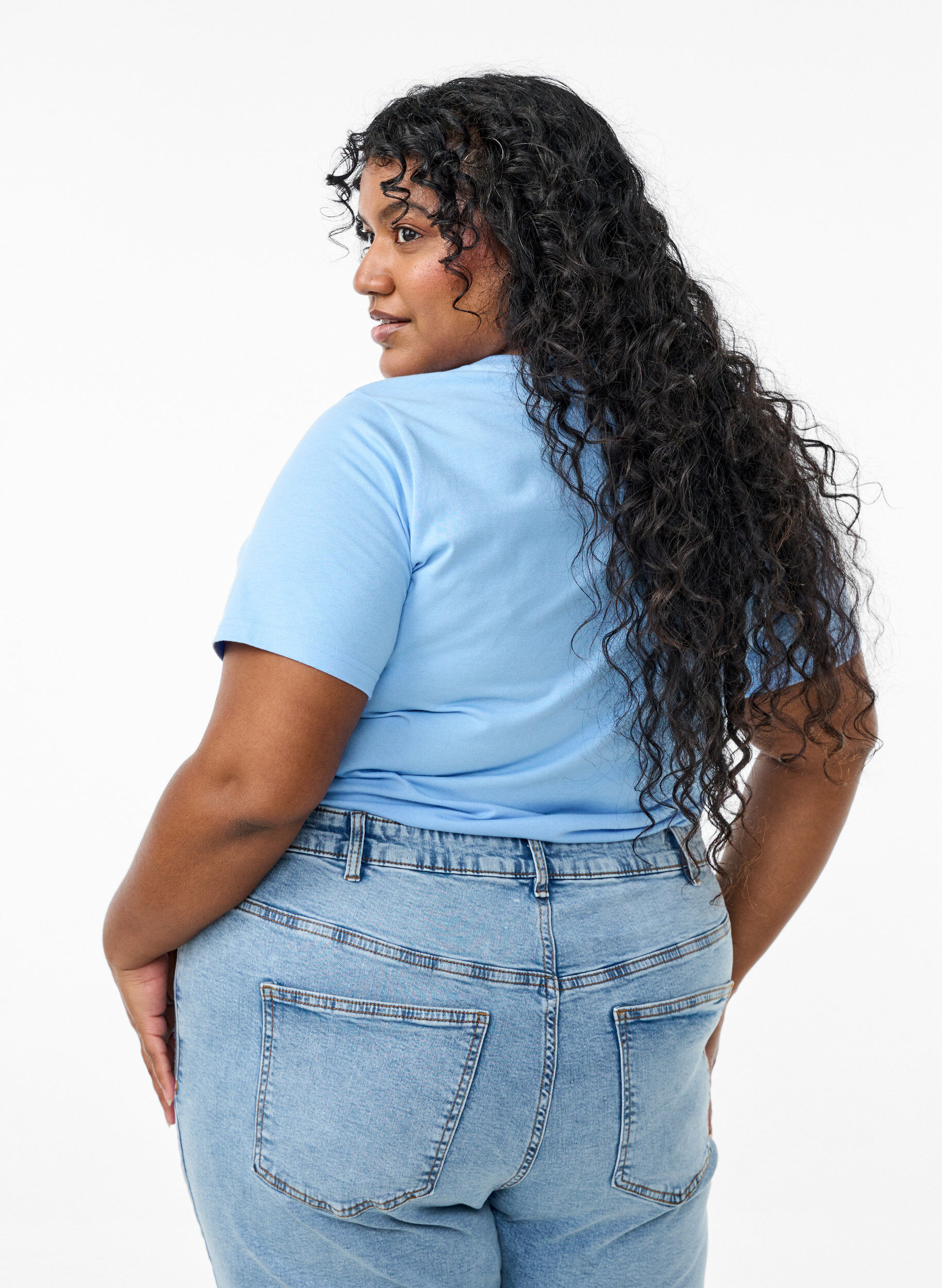 Zizzifashion T-shirt with decorative details, Light Blue, Model image number 2