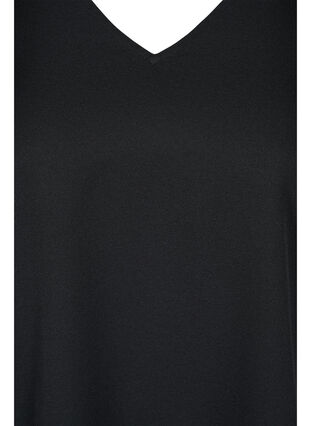 Short-sleeved blouse with v-neck, Black, Packshot image number 2