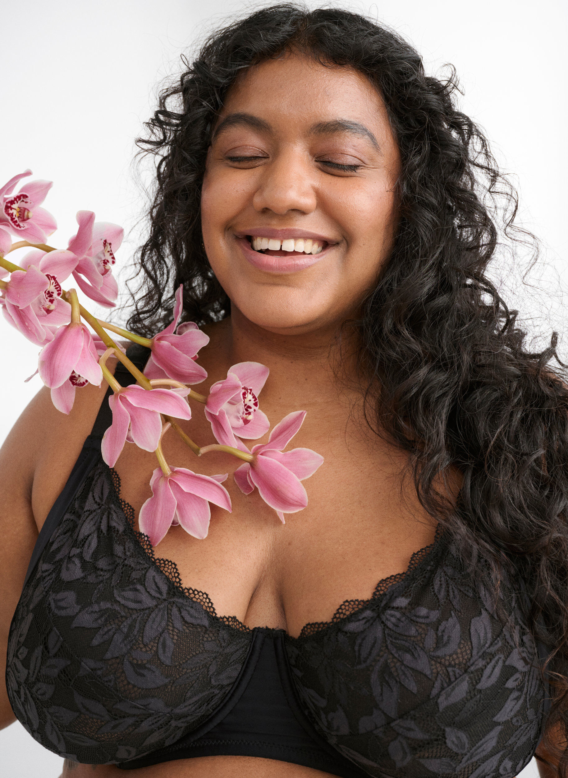 Zizzifashion Full cover bra with lace, Black, Image image number 0