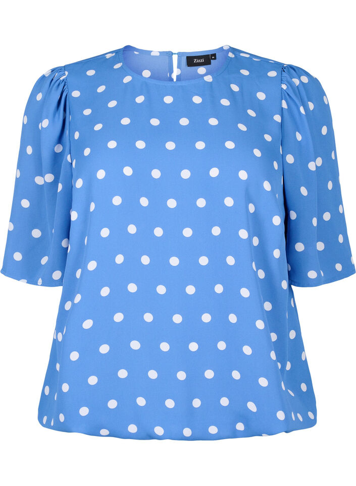 Dotted blouse with short sleeves, River S. White Dot, Packshot image number 0