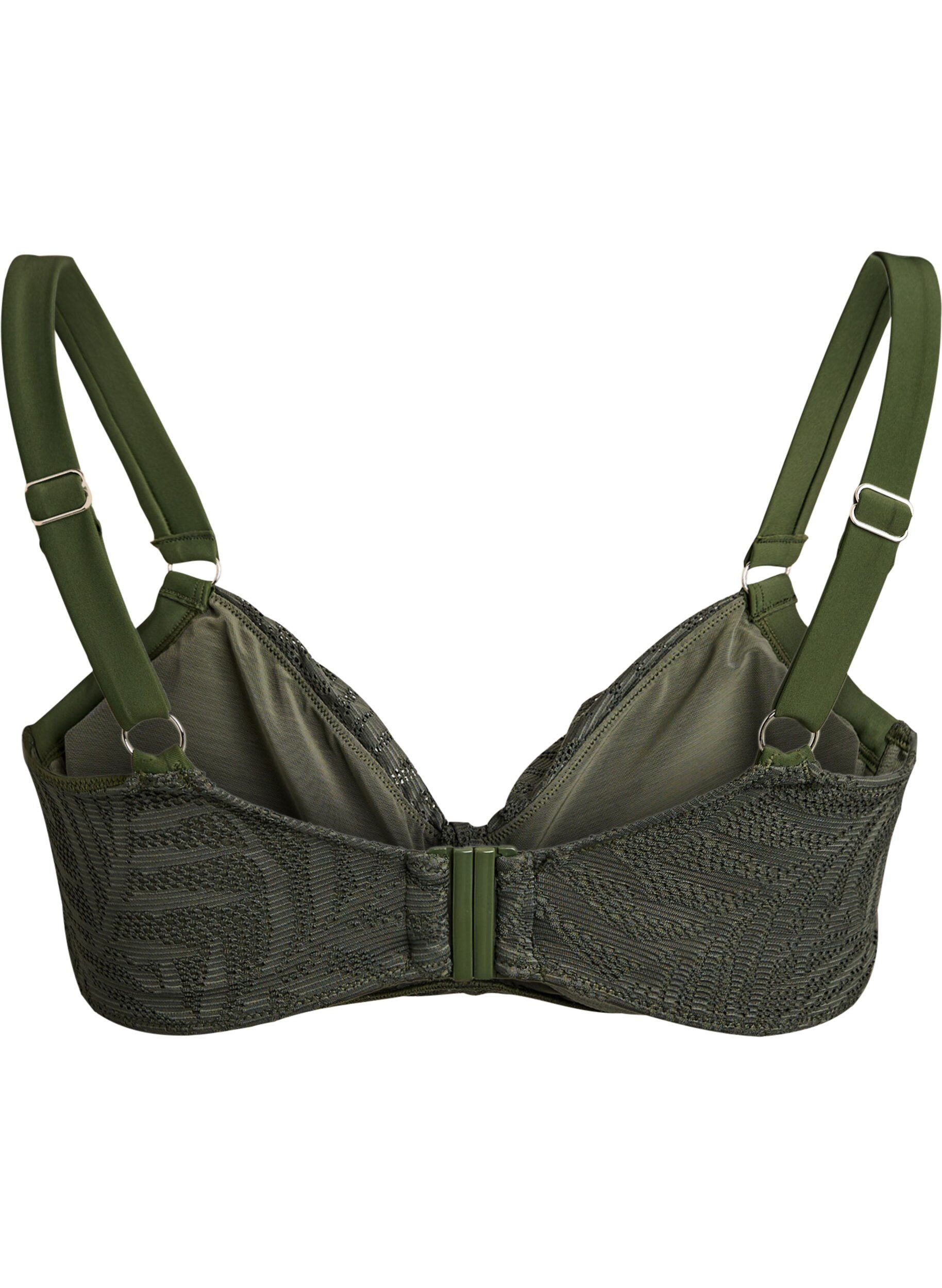 Zizzifashion Bikini top with textured mesh and removable padding, Green, Packshot image number 1