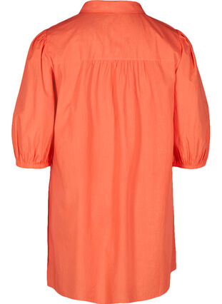 Cotton tunic with 3/4 sleeves and lace, Coral, Packshot image number 1