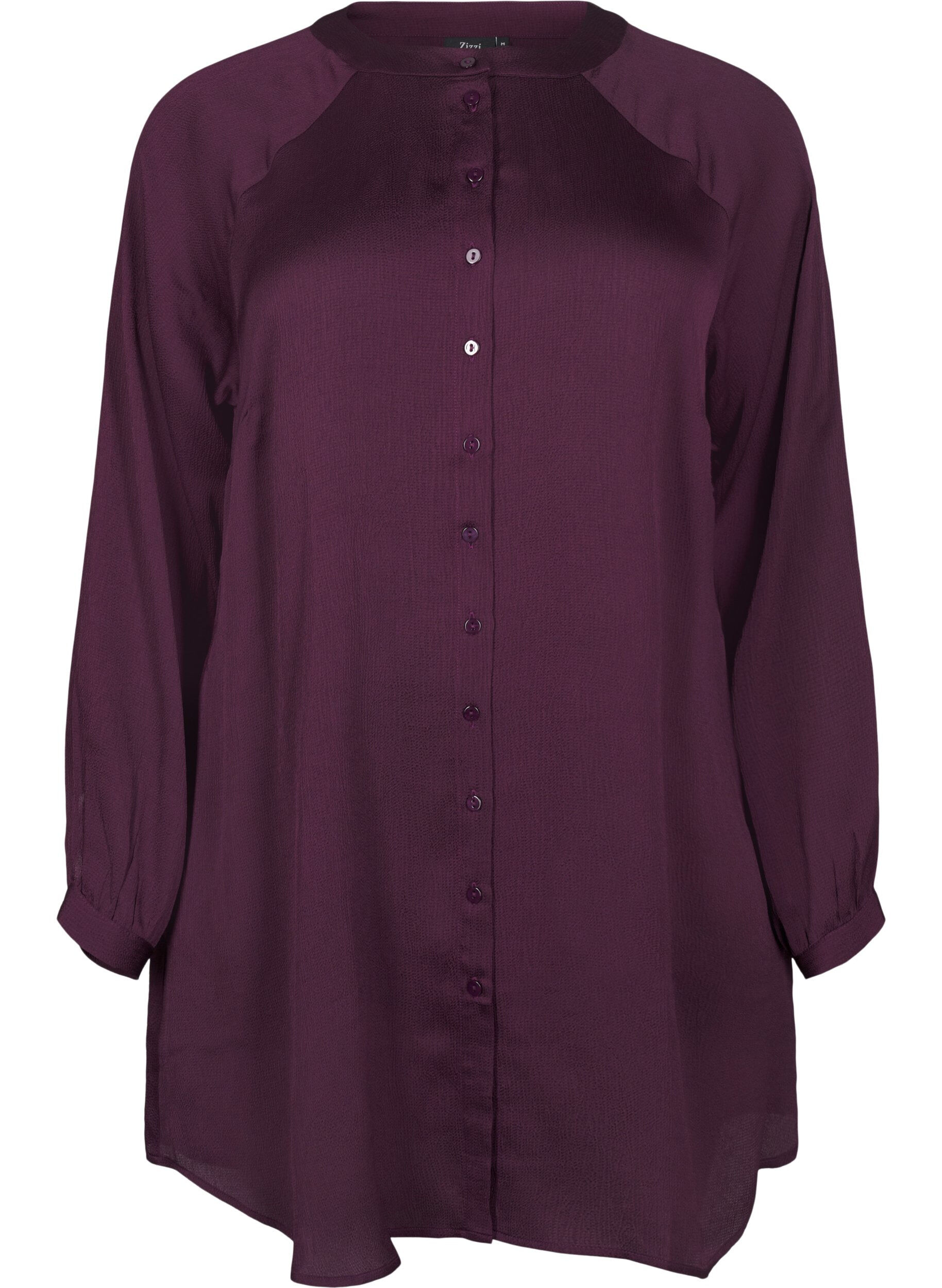 Zizzifashion Long shirt with buttons and long sleeves, Potent Purple, Packshot image number 0