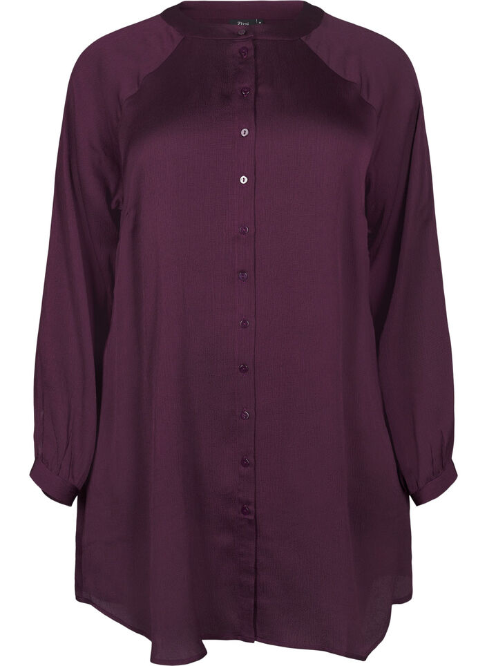 Long shirt with buttons and long sleeves, Potent Purple, Packshot image number 0