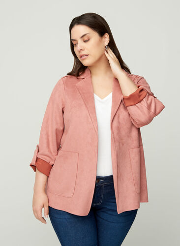 Open jacket with large pockets, Ash Rose, Model image number 0