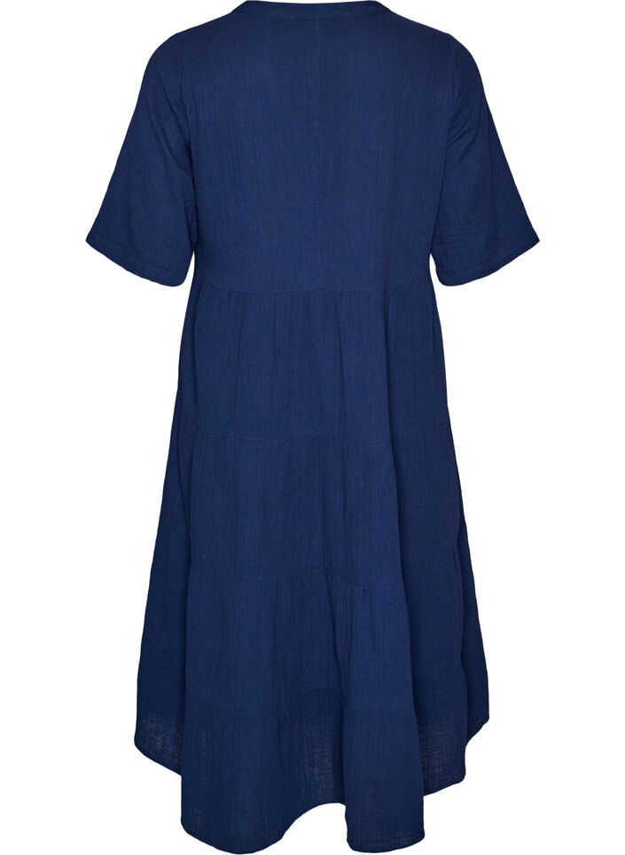A-line midi dress in cotton muslin, Blue, Packshot image number 1