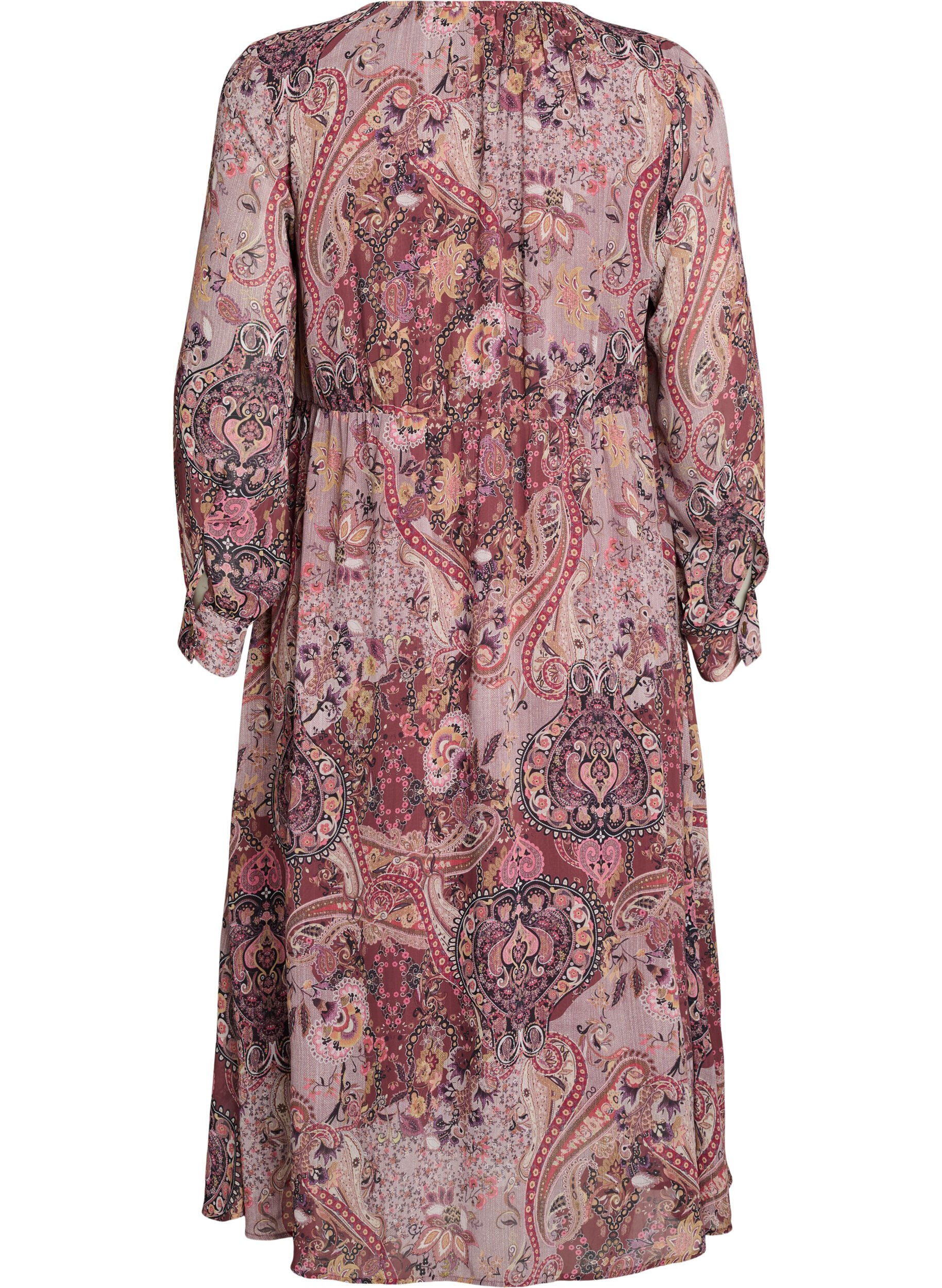 ZizzifashionMidi dress with paisley print and elastic waist, Purple, Packshot image number 1