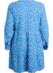 Short dress in patterned cotton muslin, Blue, Packshot image number 1