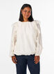 Blouse with ruffles and balloon shape, Vanilla, Model image number 0