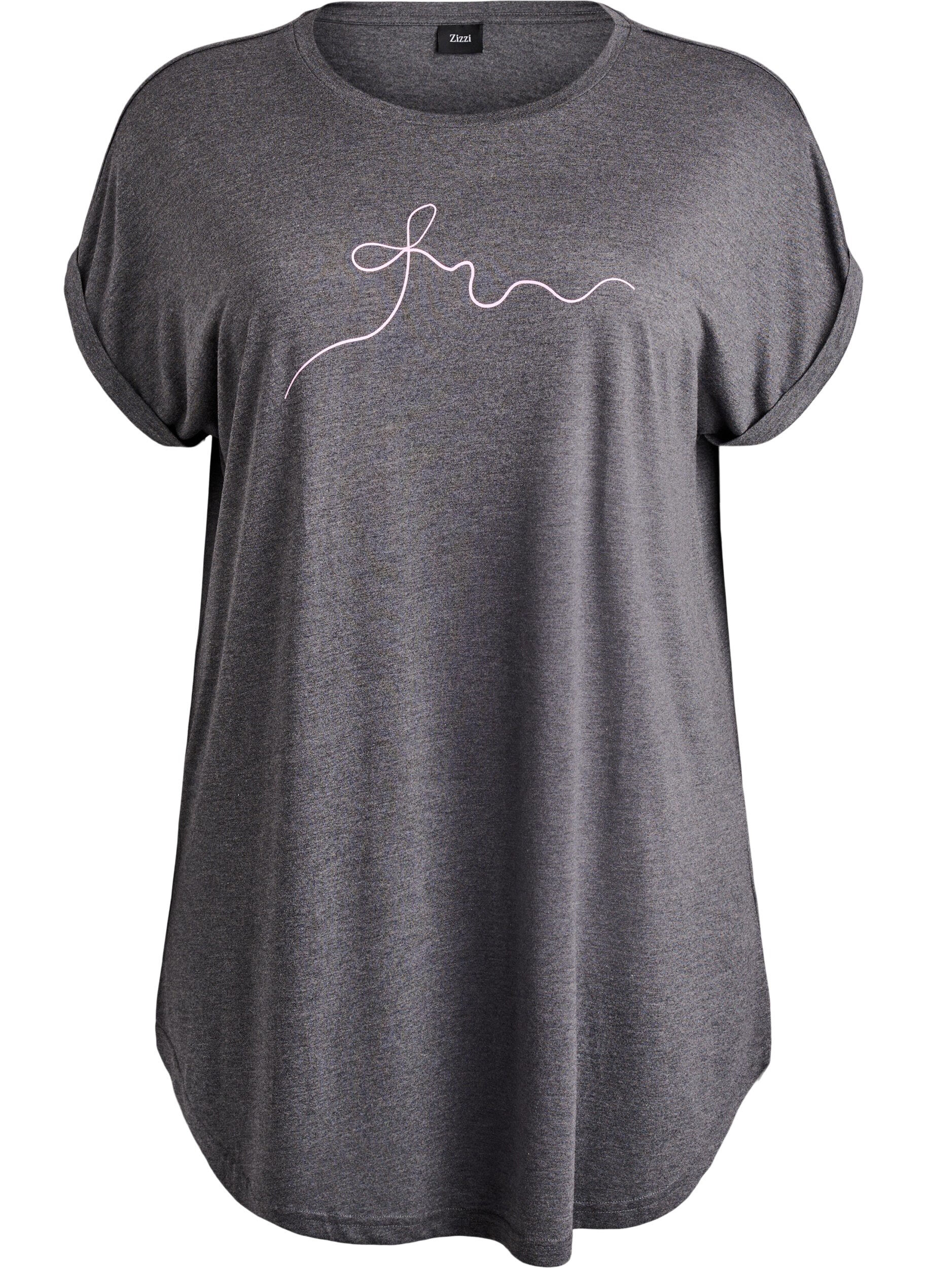 Zizzifashion Short sleeve nightgown with text print, Black, Packshot image number 0