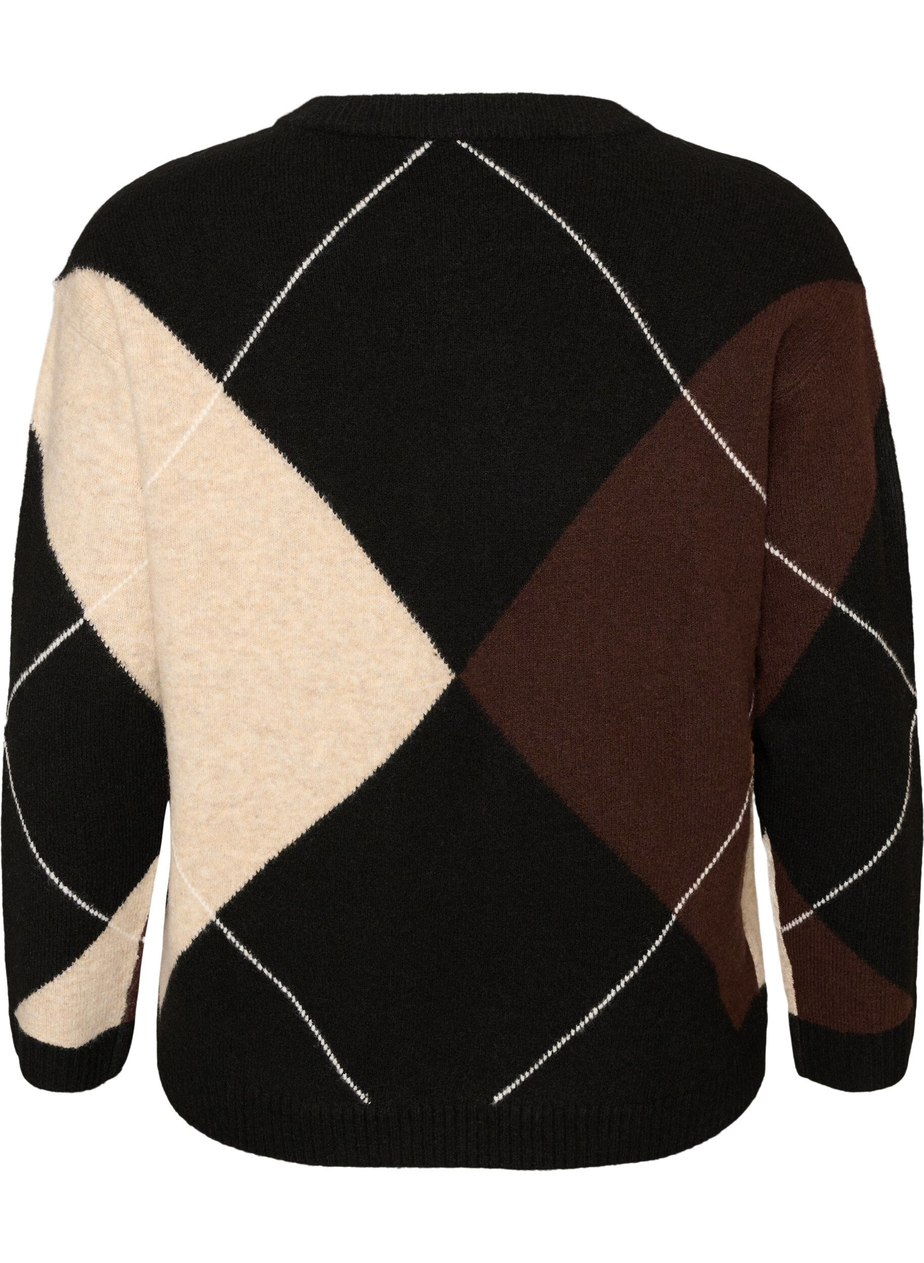 ZizzifashionKnit with harlequin pattern, Black, Packshot image number 1