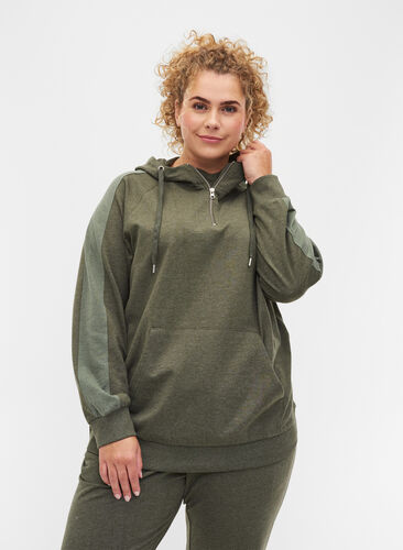 Hooded sweatshirt with zip, Forest Night, Model image number 0