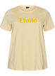 Organic cotton T-shirt with velour text, Yellow, Packshot image number 0