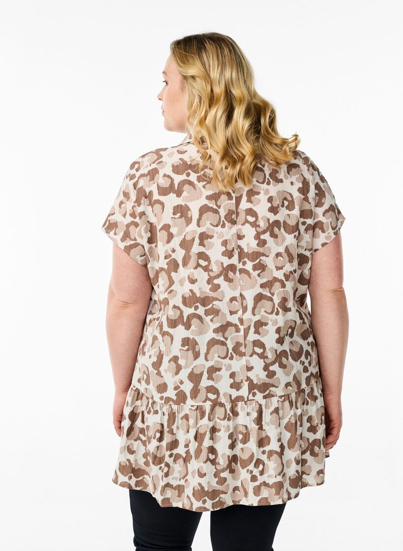 Leopard print tunic with short sleeves, White, Model image number 2