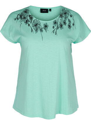 Cotton t-shirt with print details, Cabbage FLOWER, Packshot image number 0