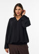 Balloon silhouette blouse with V-neck, Black, Model image number 0