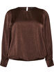 Satin-look blouse with a balloon shape, Brown, Packshot image number 0