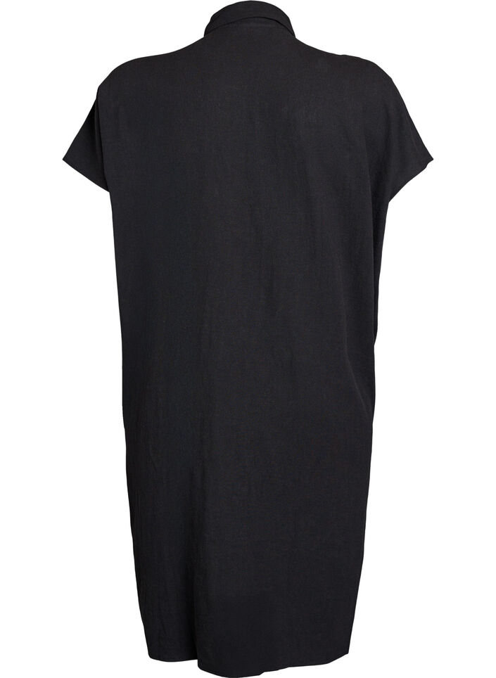 Long shirt in viscose and linen, Black, Packshot image number 1