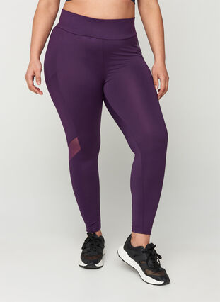 Cropped sports tights with mesh, Blackberry Cordial, Model image number 1