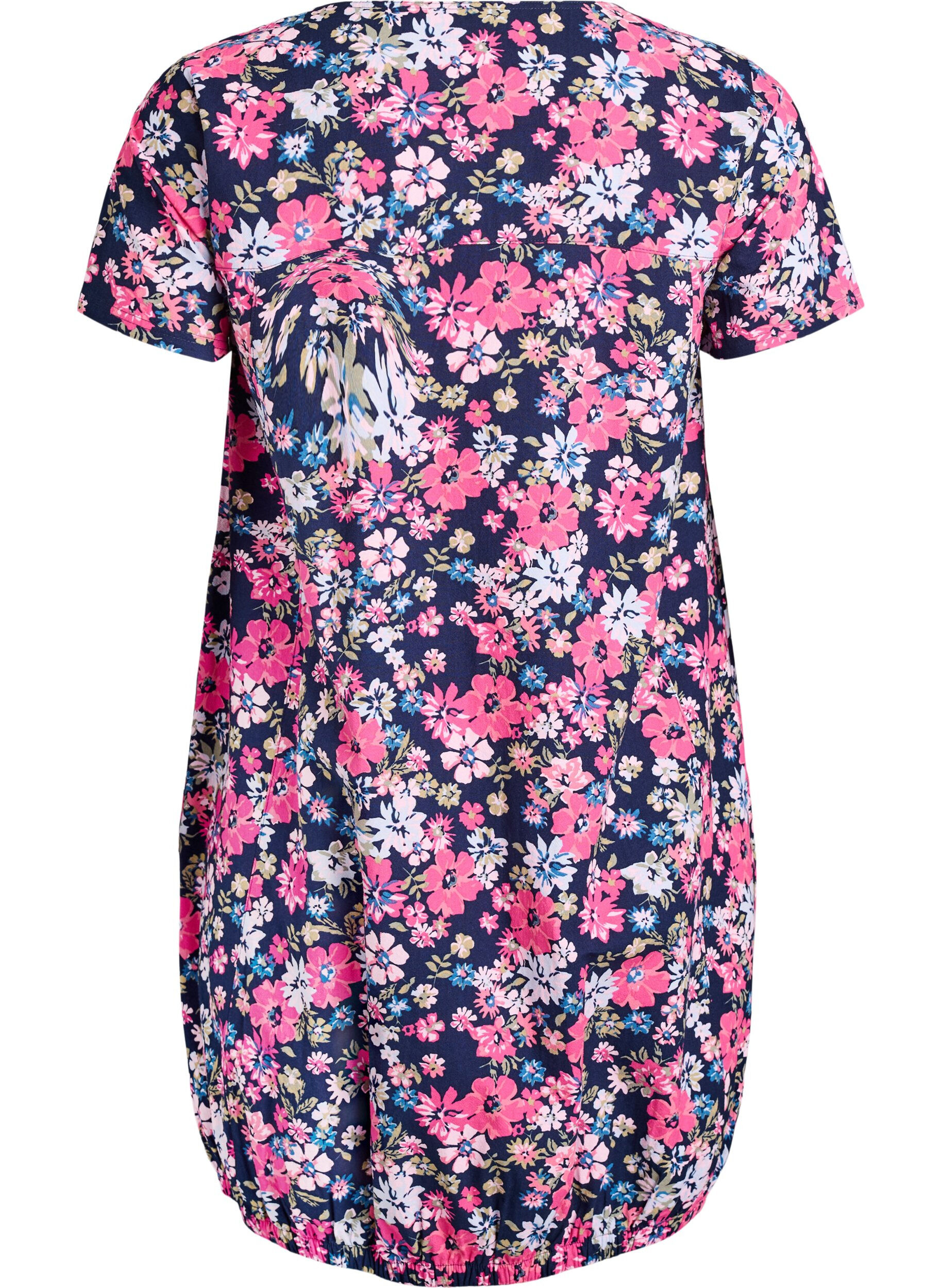 Zizzifashion Short-sleeved cotton dress with print, Blue, Packshot image number 1