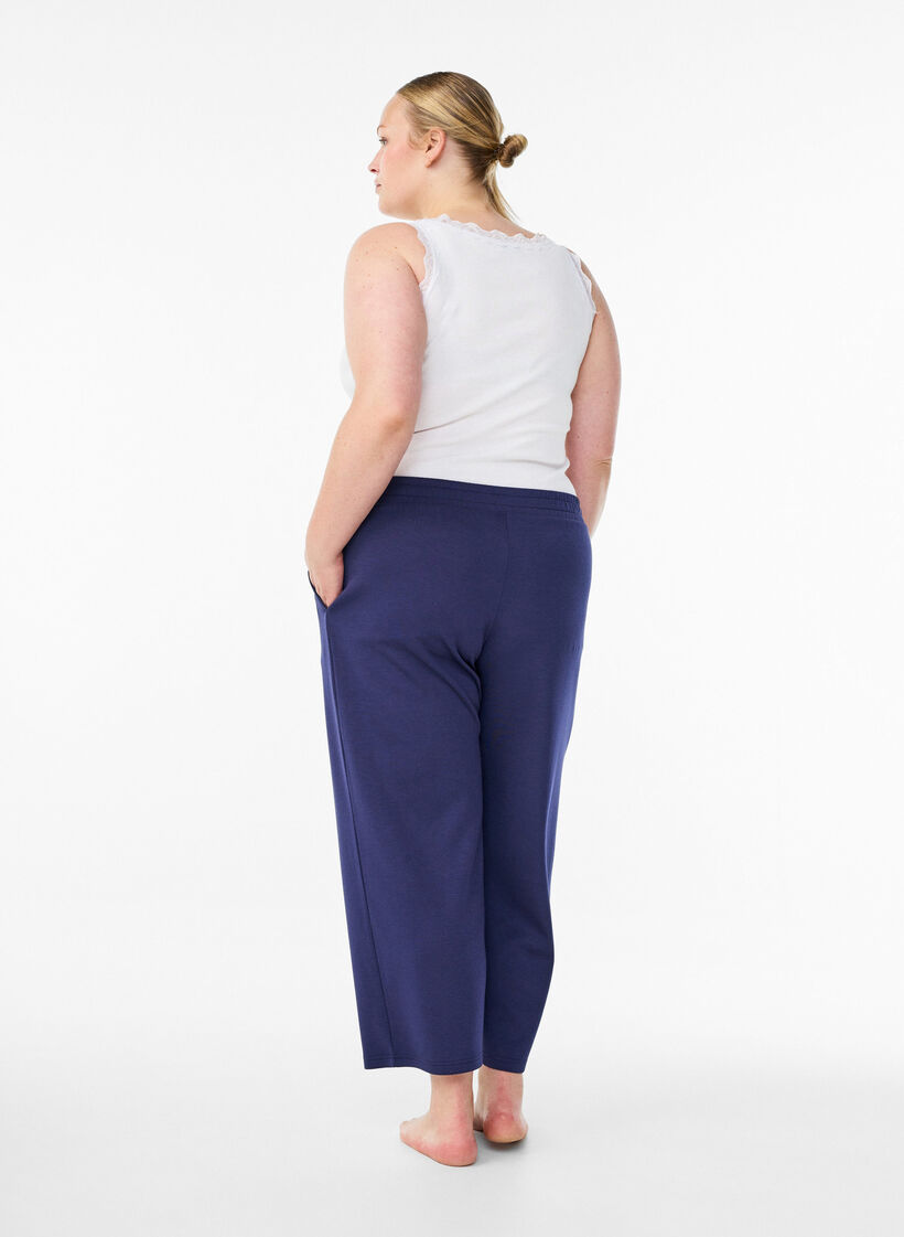 7/8 modal mix pants with pockets, Blue, Model image number 1