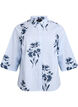 Striped shirt with floral print and 3/4 sleeves, Light Blue, Packshot image number 0