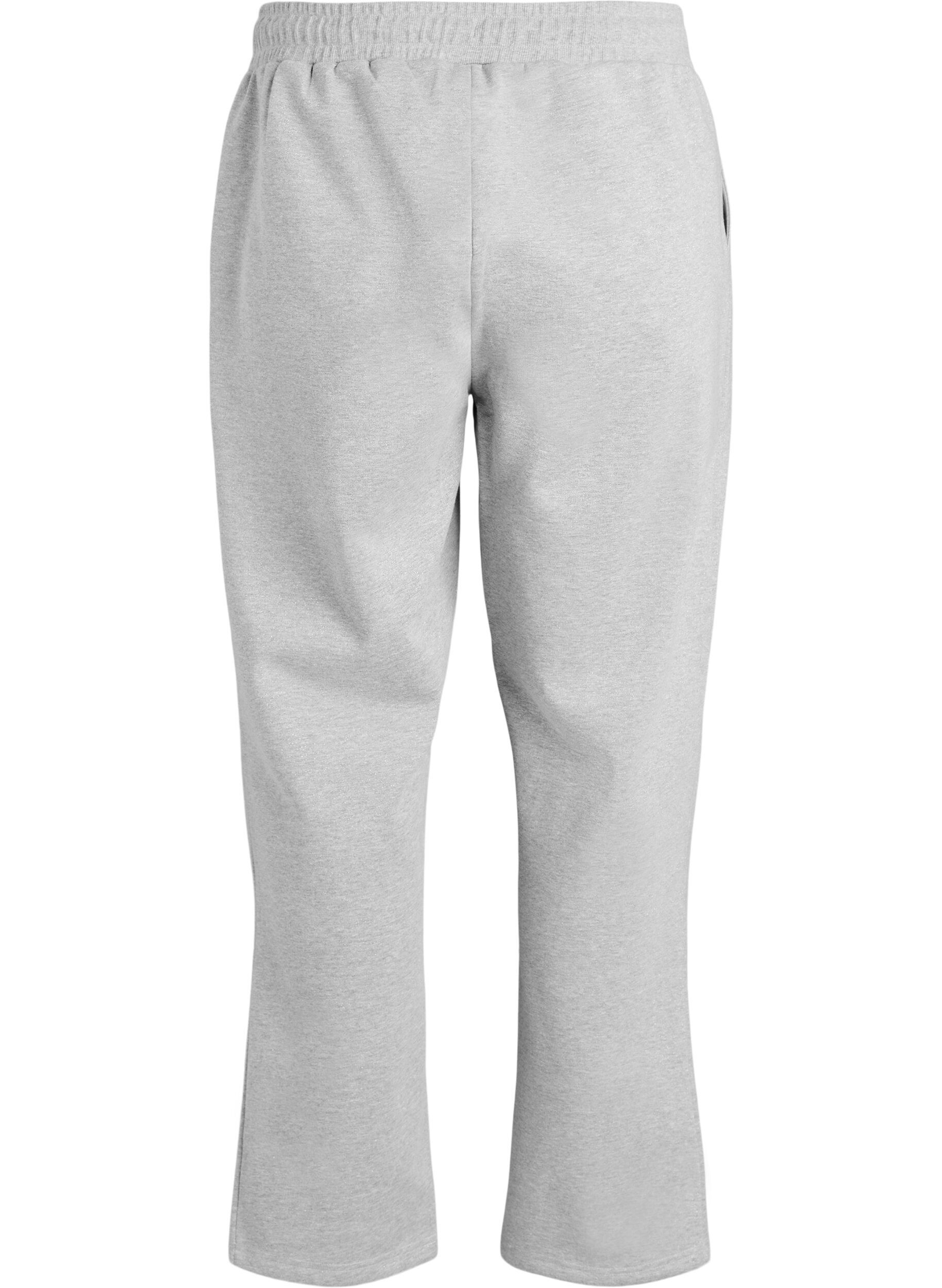 Zizzifashion Sweat pants with high waist and glitter thread, Grey, Packshot image number 1