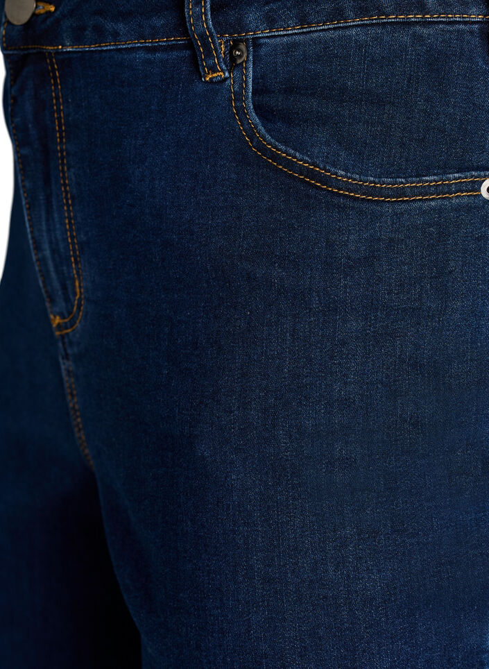 High-waisted slim fit capris in stretch denim, Blue, Packshot image number 2