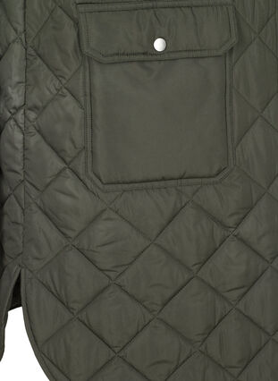 Long quilted vest with button closure and pockets, Forest Night, Packshot image number 3