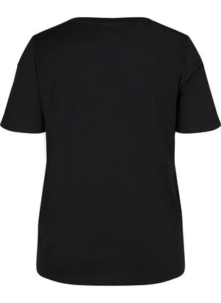 Organic cotton T-shirt with V-neckline, Black, Packshot image number 1
