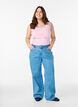 Solid color basic top in cotton, Rose, Model image number 1