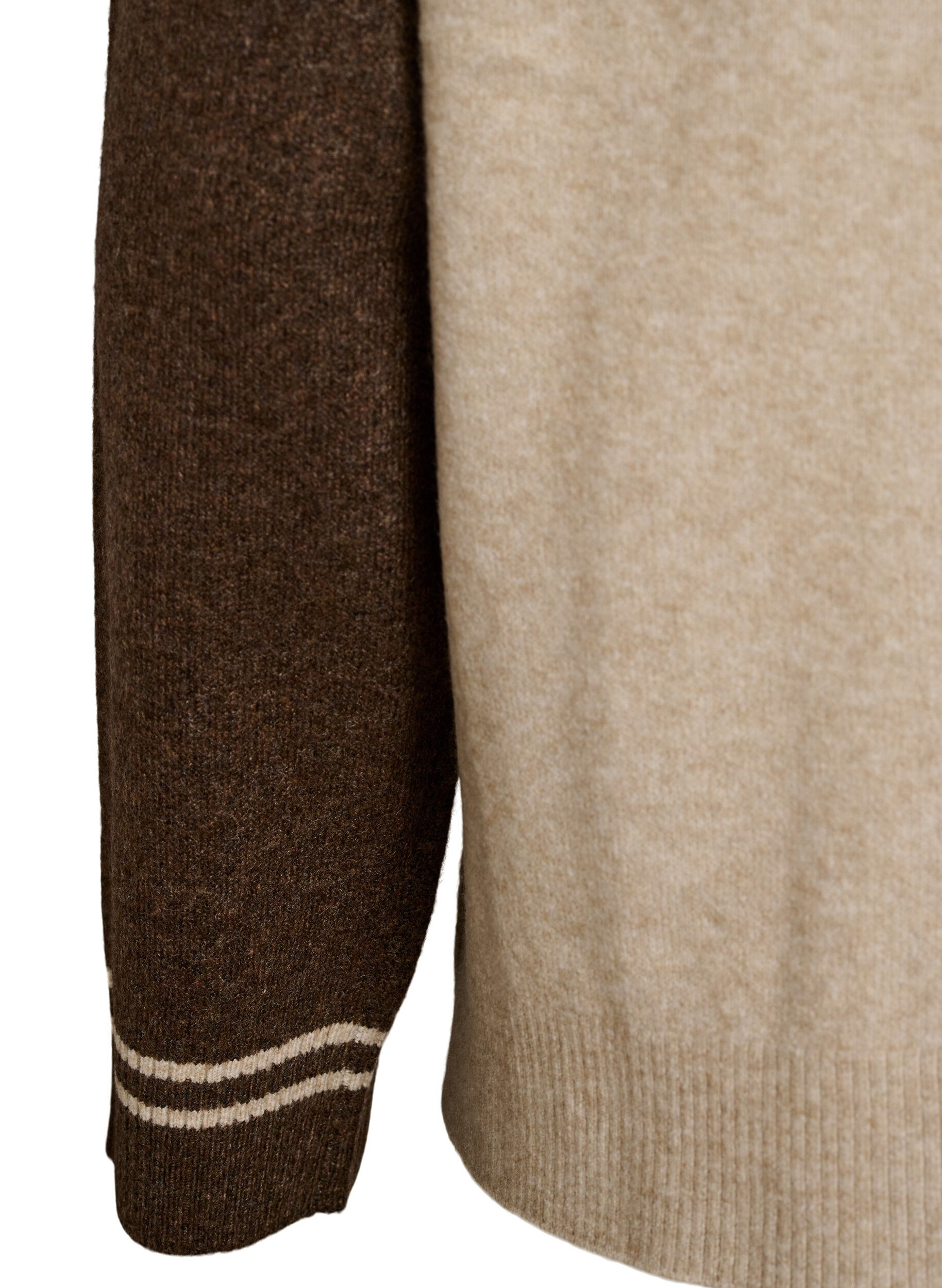 ZizzifashionCardigan with contrast sleeves and collar, Beige, Packshot image number 3