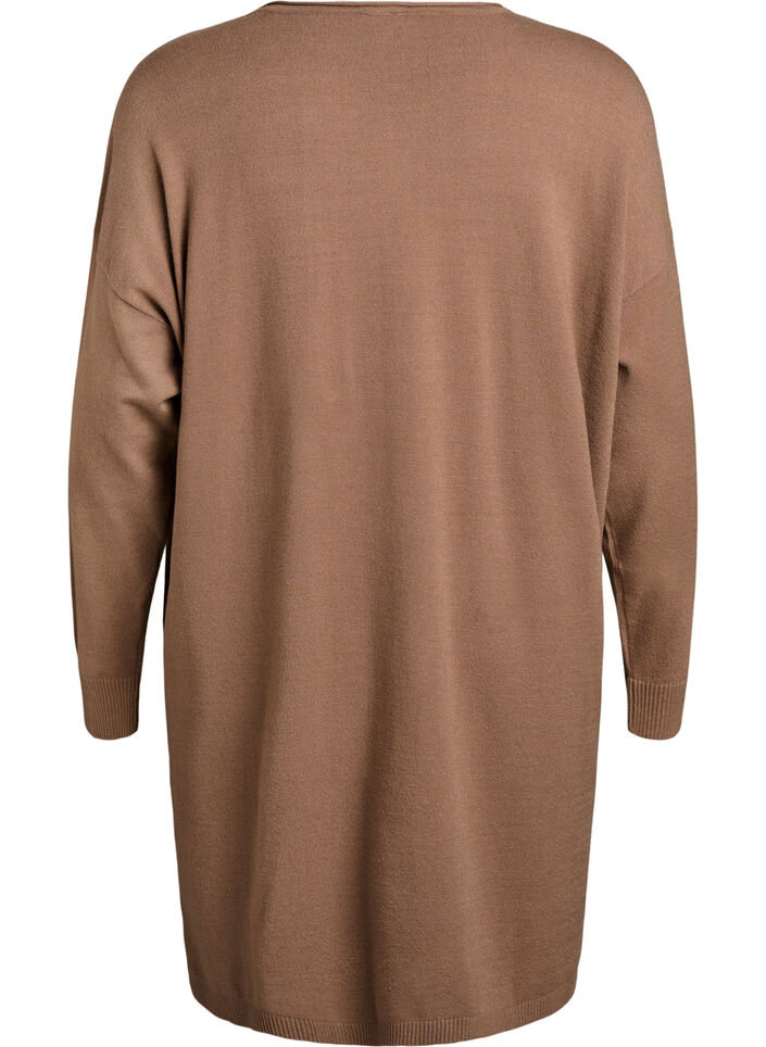Short knit dress with centre seam and pockets, Brown, Packshot image number 1