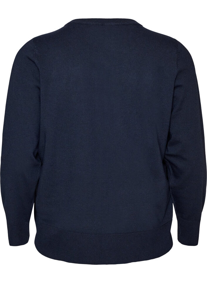 Fine-knit cardigan with round neck, Blue, Packshot image number 1