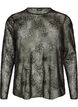 Mesh blouse with flowers and sequins, Black, Packshot image number 0