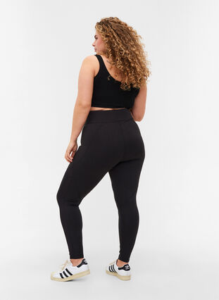 Cropped gym leggings with high waist, Black, Model image number 1