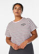 Cotton T-shirt with stripes, Rose, Model image number 0