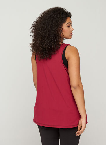 Plain-coloured sports top with round neck, Beet Red, Model image number 1
