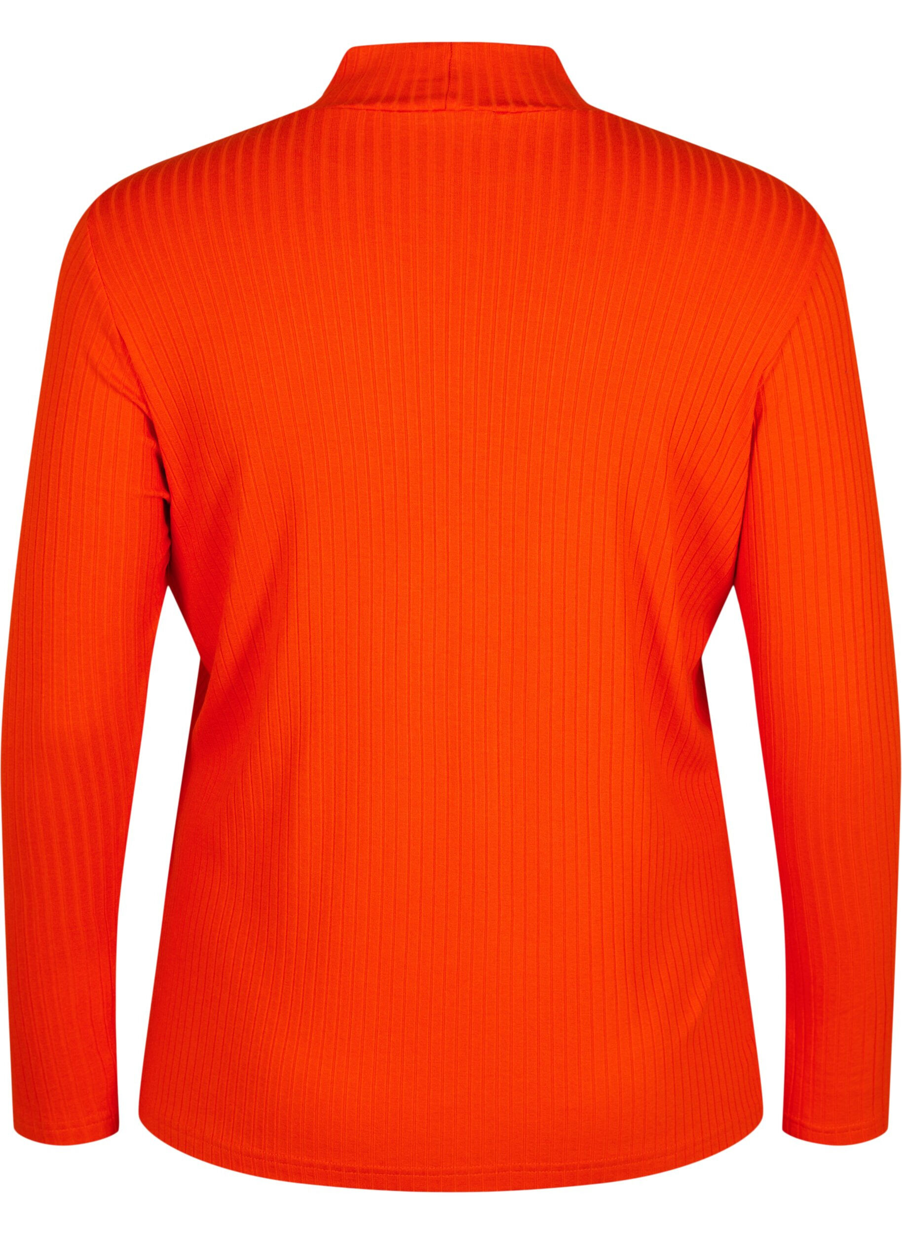 Zizzifashion Fitted viscose blouse with high neck, Orange.com, Packshot image number 1