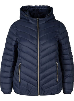 Quilted lightweight jacket with hood and pockets, Navy Blazer as SMS, Packshot image number 0
