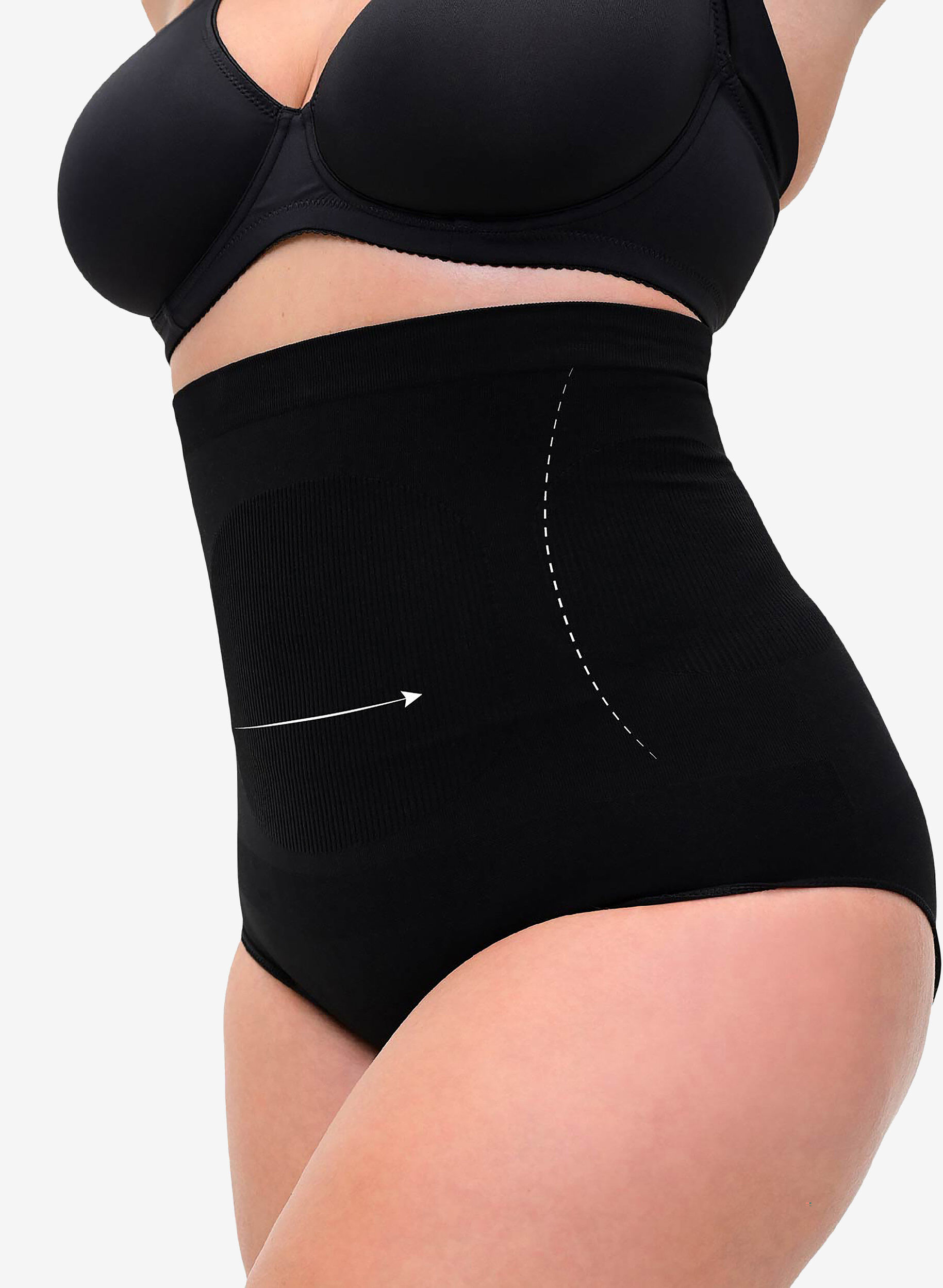High waisted shapewear underwear, Black, Model