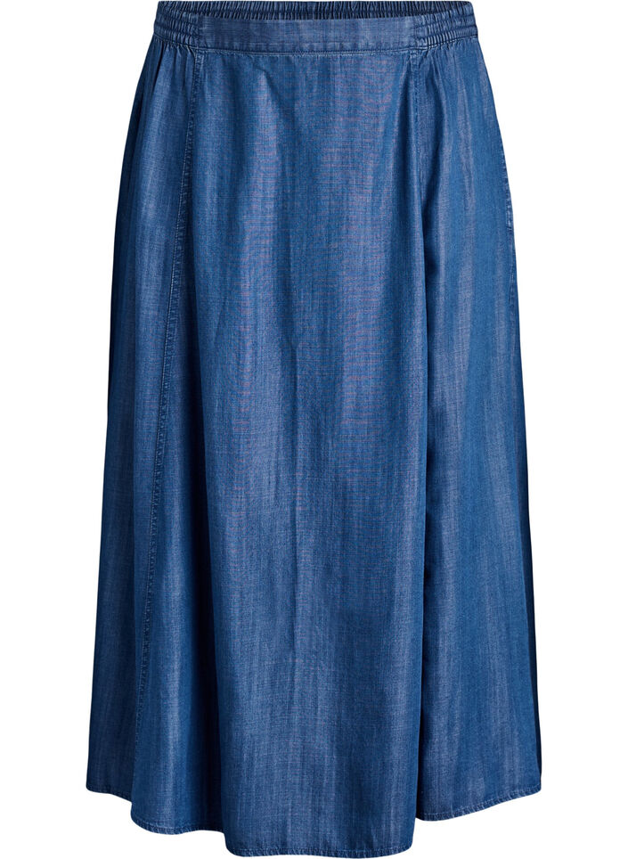 Maxi skirt in lyocell with a denim look, Blue, Packshot image number 0