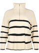 Pullover with stripes and high collar	, Birch w. Black, Packshot image number 0