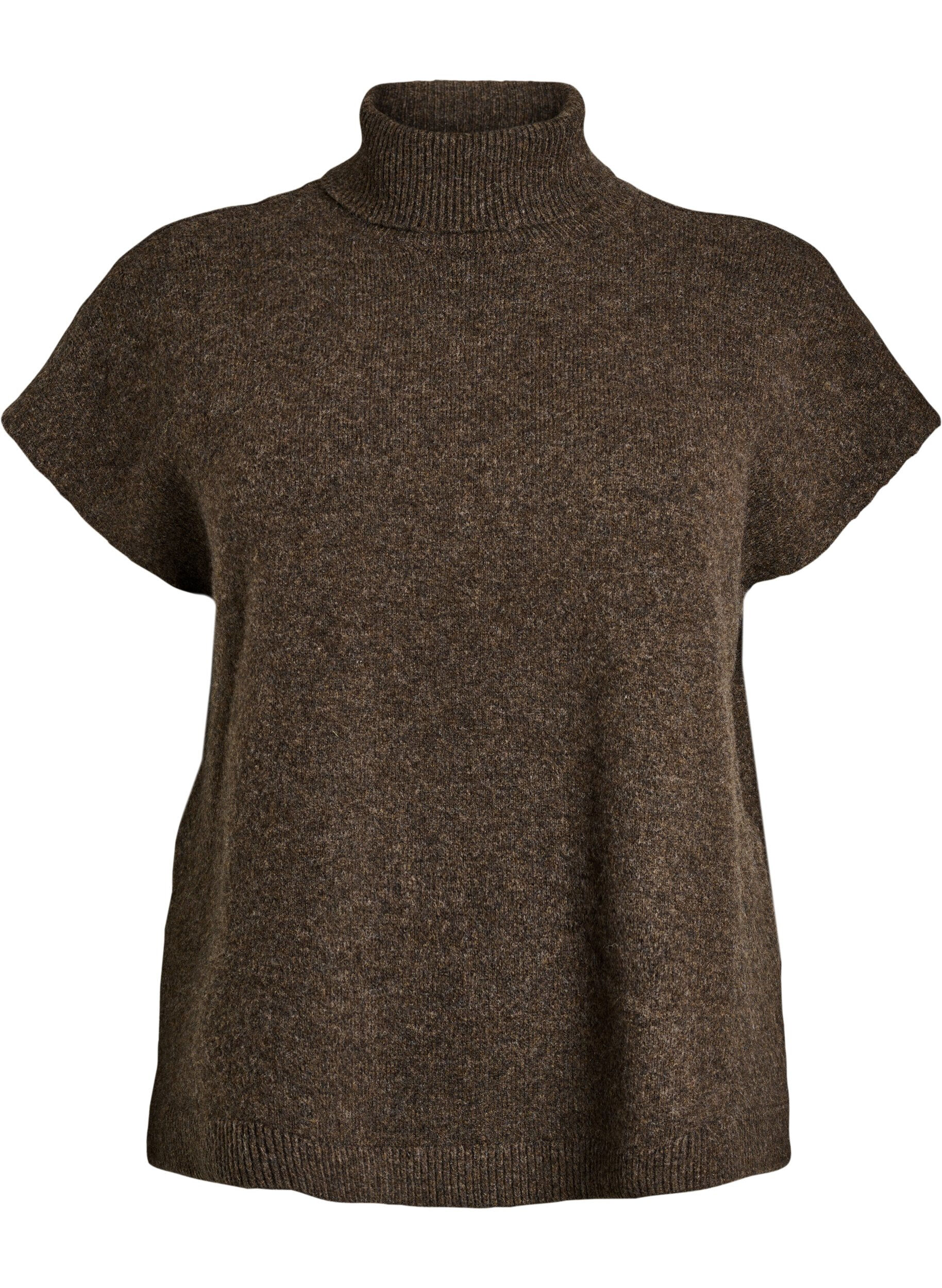 ZizzifashionKnitted vest with turtleneck, Brown, Packshot image number 0