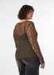 Mesh blouse with pattern and glitter thread, Brown, Model image number 2