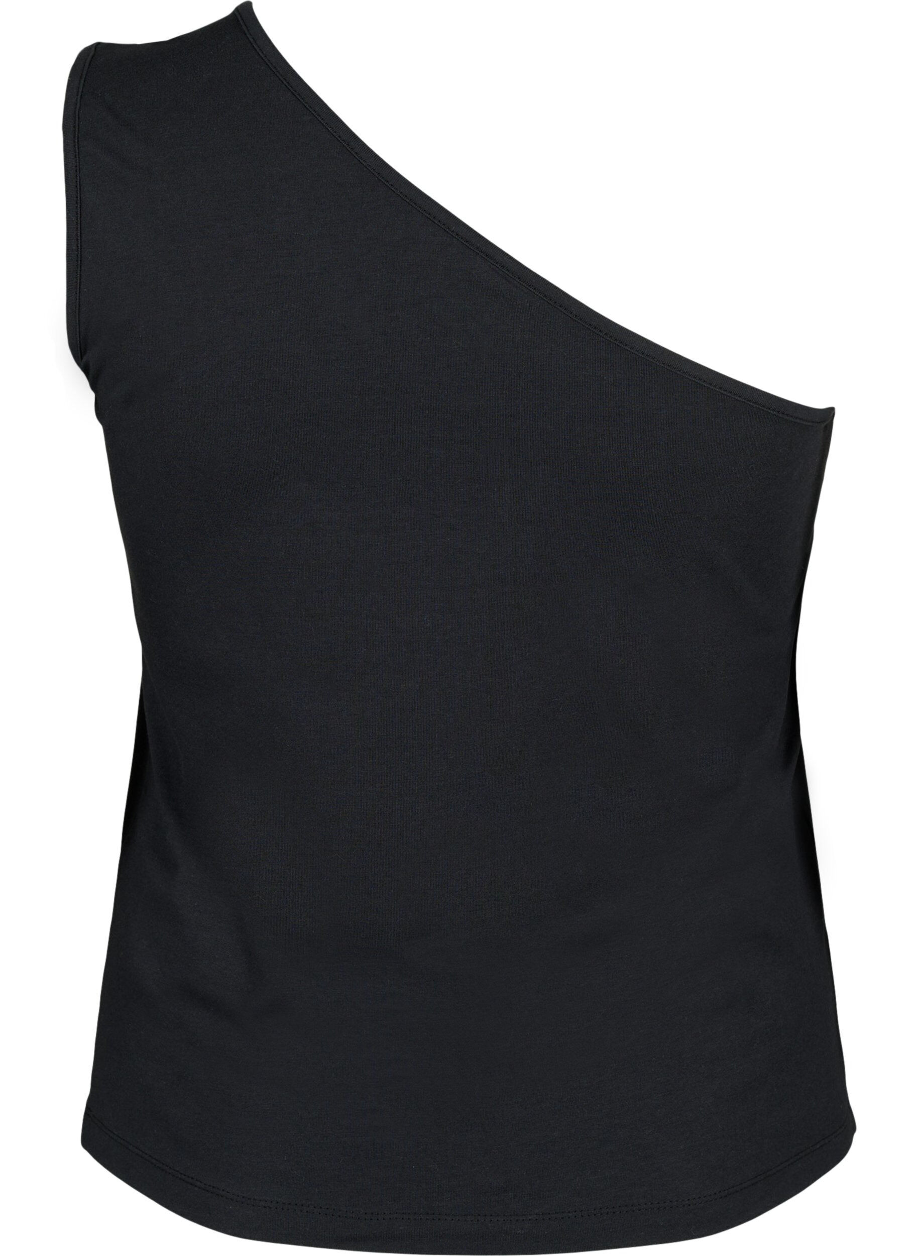 Zizzifashion One-shoulder top with rose, Black, Packshot image number 1