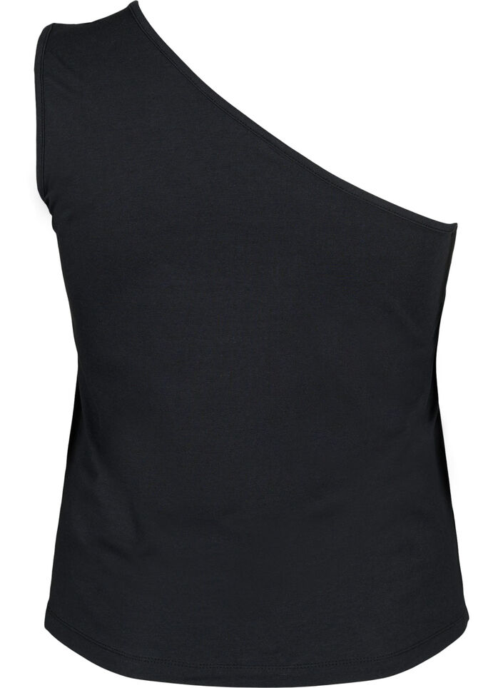 One-shoulder top with rose, Black, Packshot image number 1