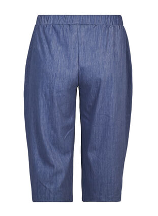 3/4 length elasticated trousers, Blue denim, Packshot image number 1