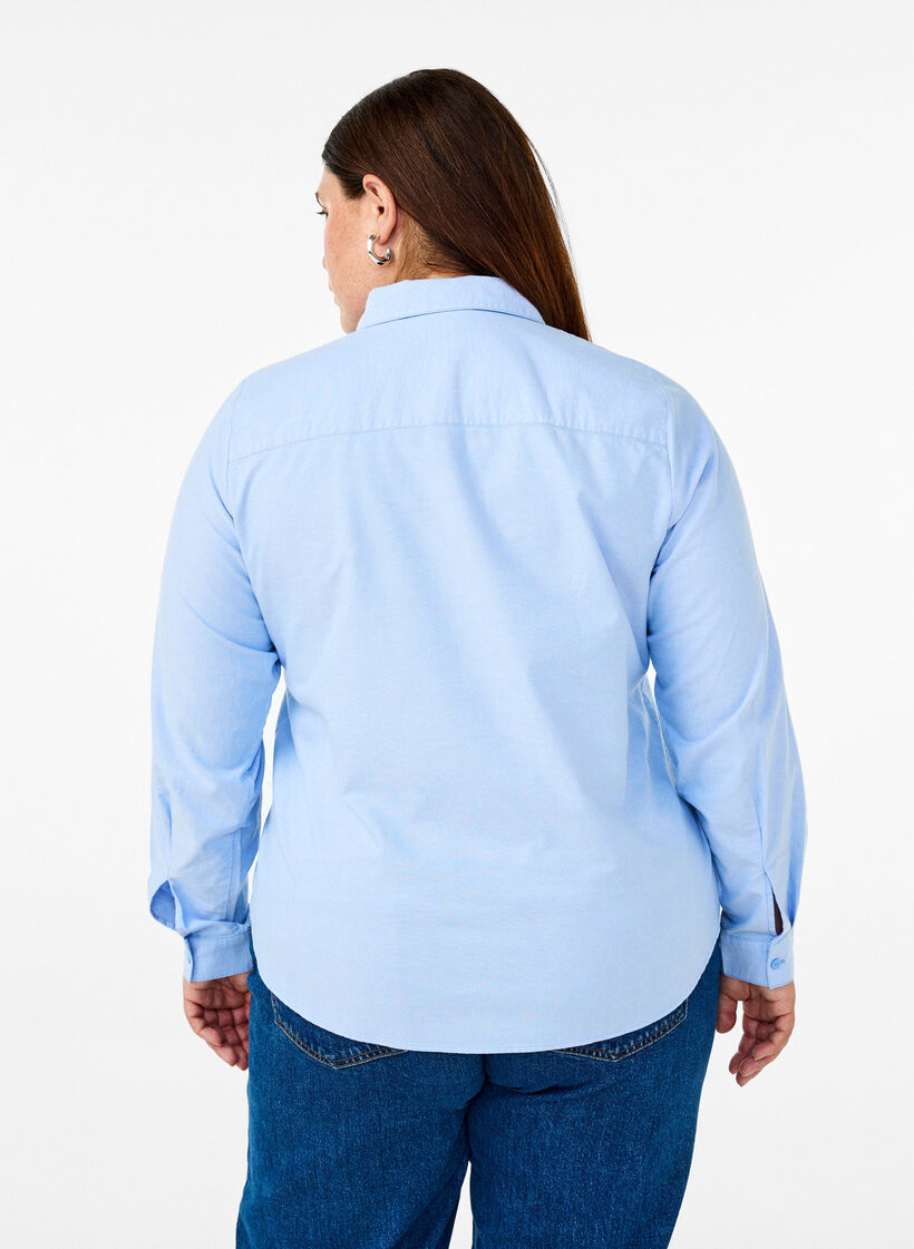 Long-sleeved cotton shirt, Light Blue, Model image number 2