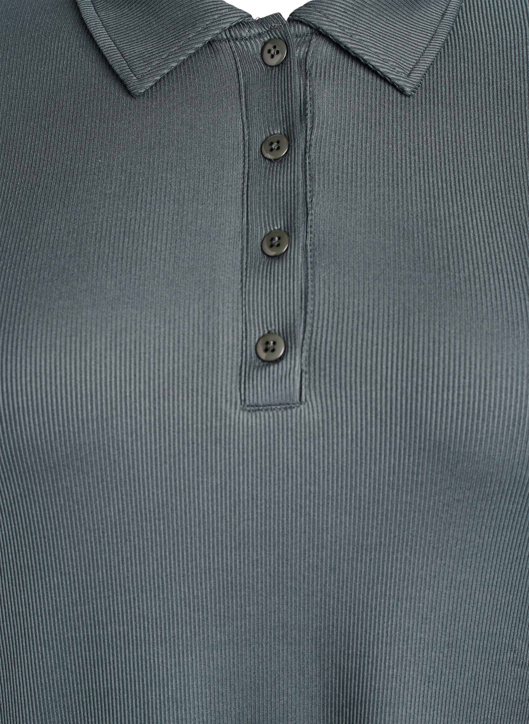 Zizzifashion Polo shirt in soft rib with long sleeves, Green, Packshot image number 2